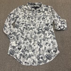 Kardashian Kollection Shirt Women XS Button Front Tunic Semi Sheer Snakeskin